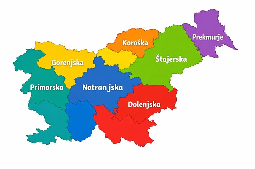 Zemljevid MeshCore regij v Sloveniji